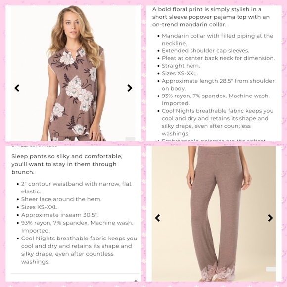 NWT SOMA Embraceable Cool Nights pajama set Size XS Colors mocha and Mochachino - Picture 2 of 11
